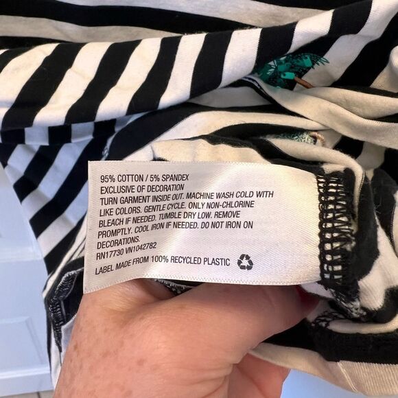 a new day // Palm Tree Embroidered Striped Boatneck Tee - Picture 4 of 5